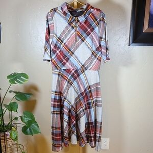 R&K Red and Brown Plaid Dress Size 14